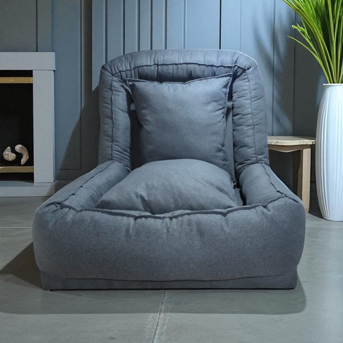 DISEÑOS VALESTRINI - POUF BED LINO GRIS OSCURO