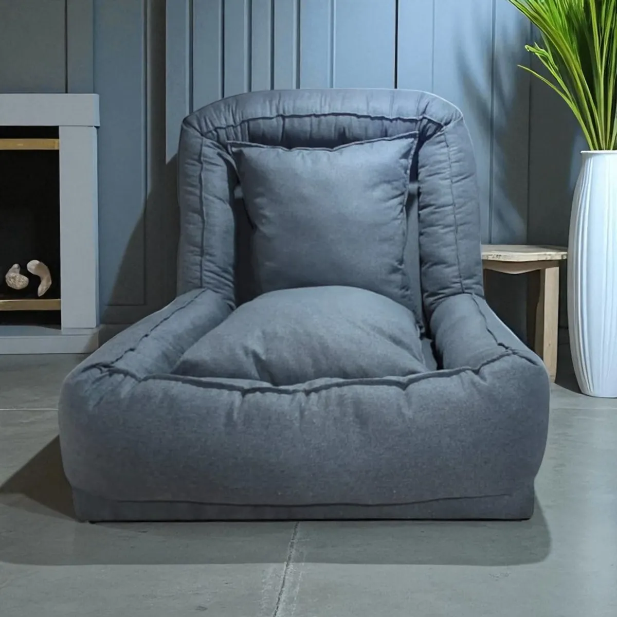 DISEÑOS VALESTRINI - POUF BED LINO GRIS OSCURO