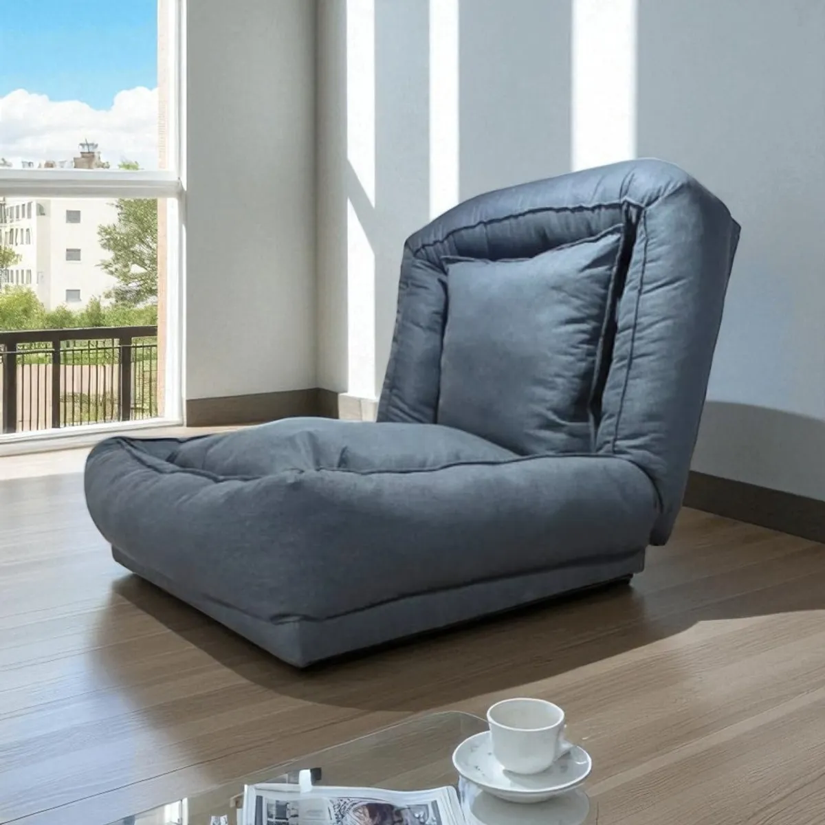 DISEÑOS VALESTRINI - POUF BED LINO GRIS OSCURO
