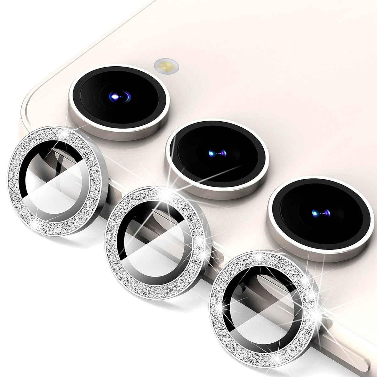 JOIGO - Protector De Lente De Camara Para Samsung S23 / S23 Plus Brillo Plateado