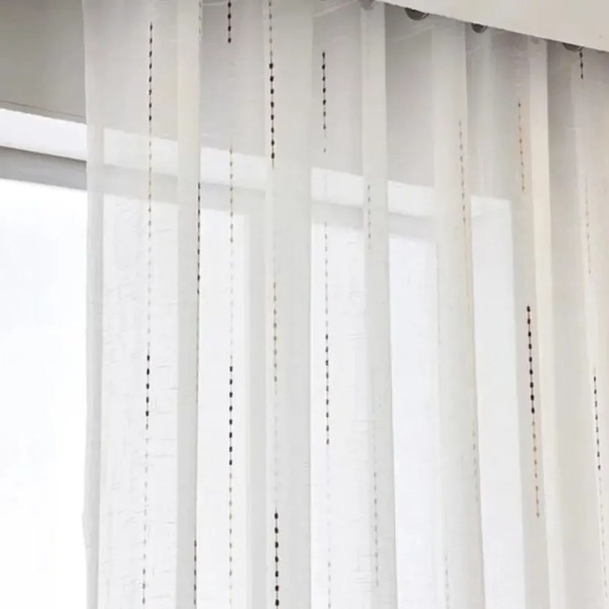 OKAY - Visillo Hecha Velo Lino Punto Rojo 2 Paños