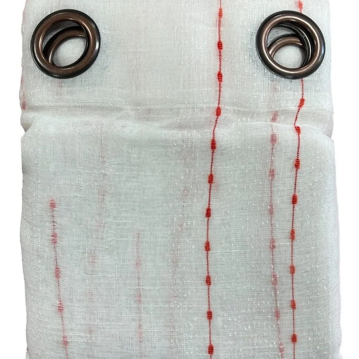 OKAY - Visillo Hecha Velo Lino Punto Rojo 2 Paños