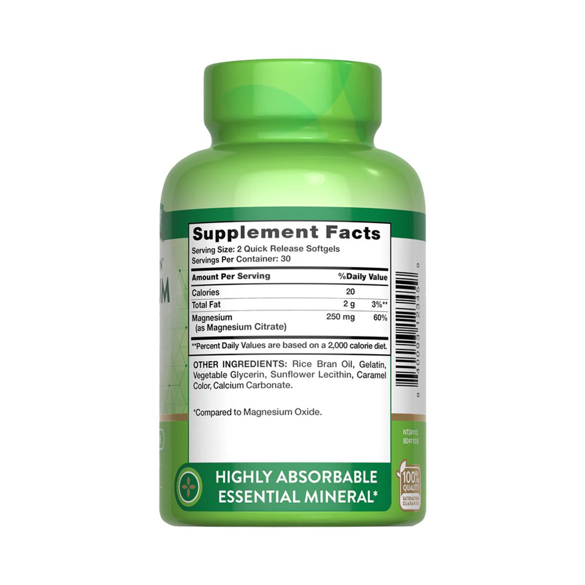 NATURE'S TRUTH - Citrato de Magnesio 250mg 60 Capsulas Blandas Nature's Truth