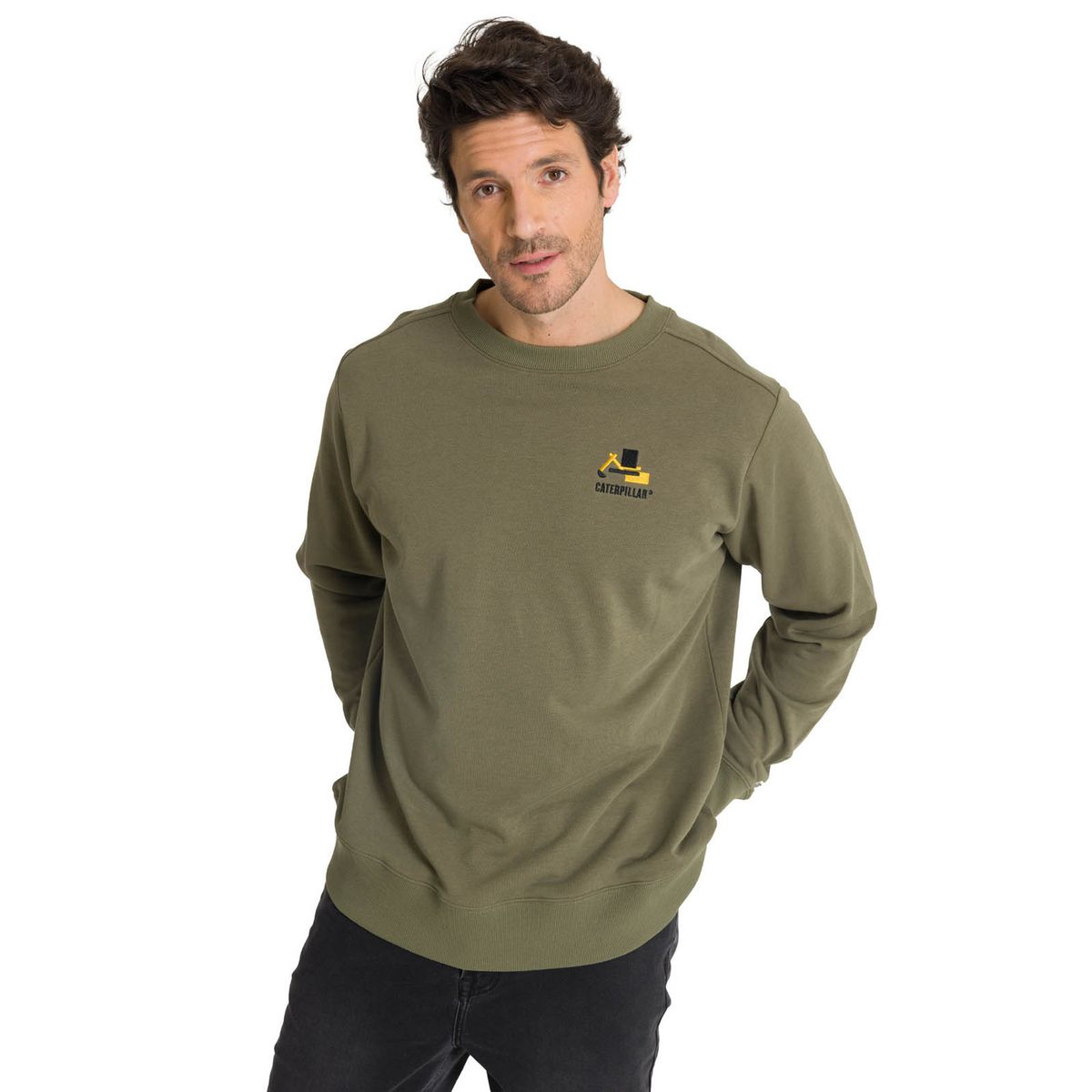 CAT - Polerón Crewneck Hombre Diseño French Terry Oliva CAT