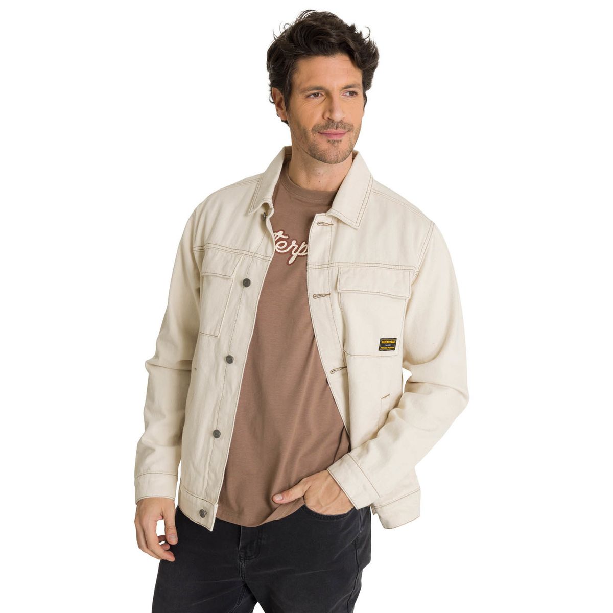 CAT - Chaqueta de Jeans Hombre Denim Work Beige CAT