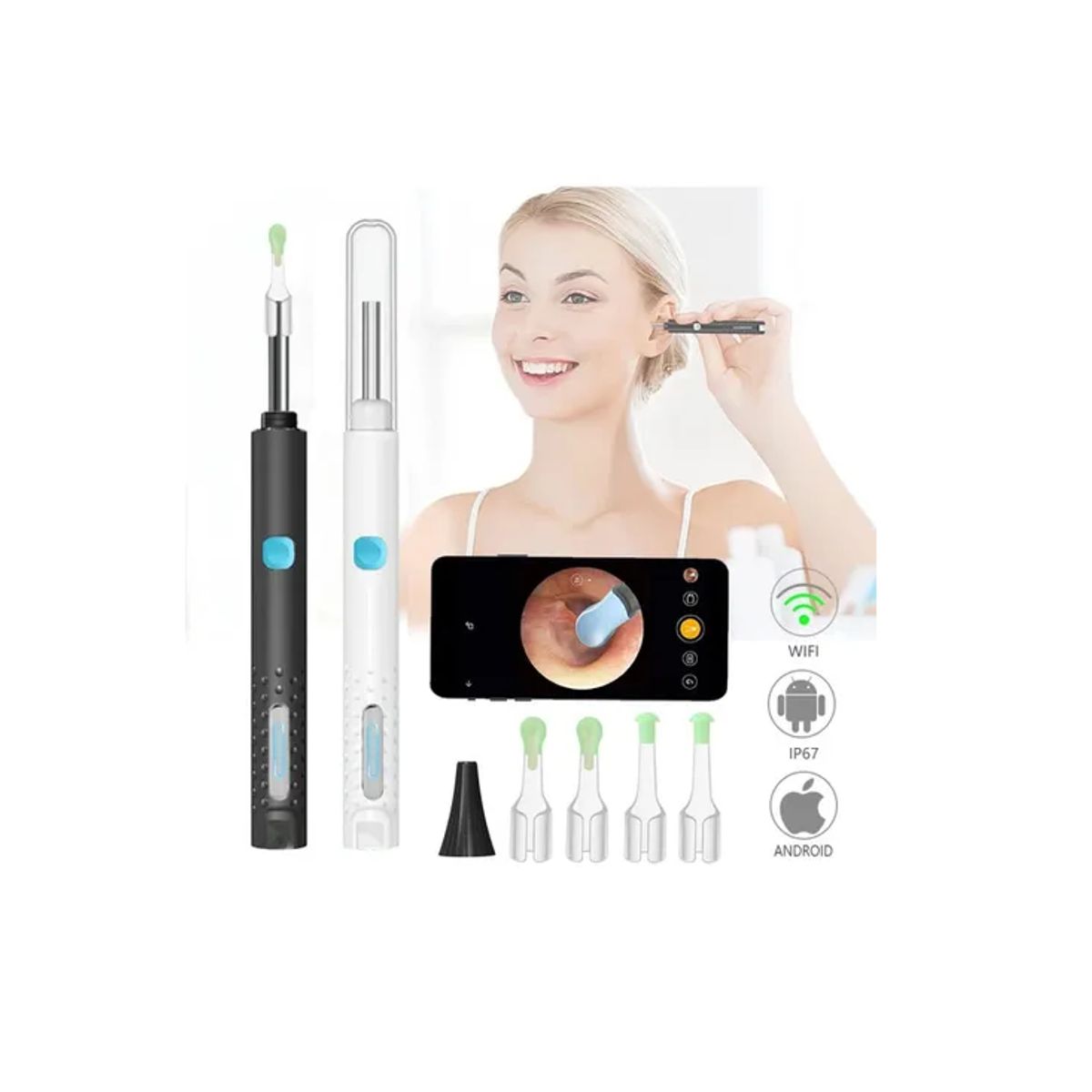 GENERICO - Kit De Limpieza De Oídos Con Cámara Otoscopio 1080p Wifi Color Blanco