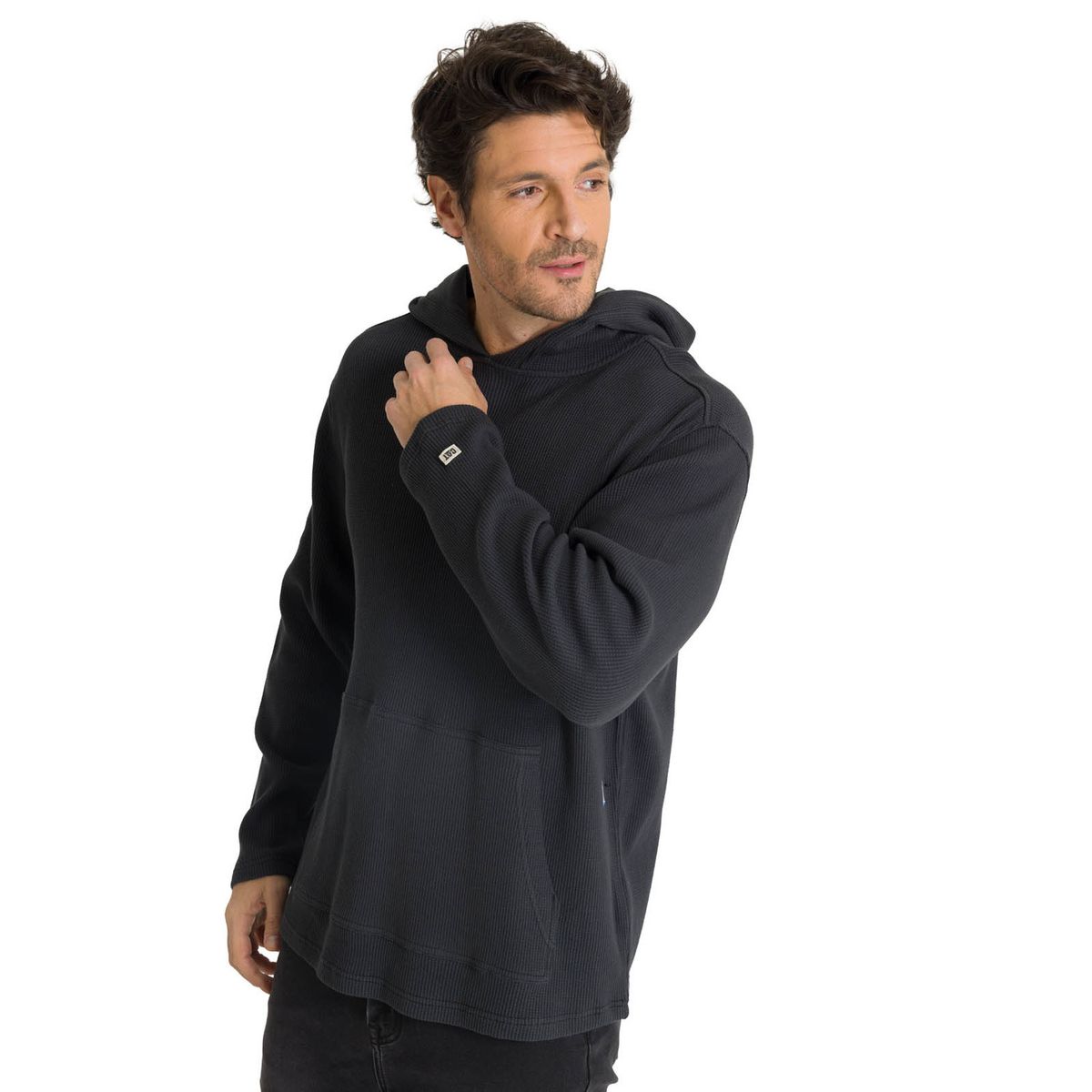 CAT - Polerón Con Gorro Hombre Waffle-Knit Grafito CAT