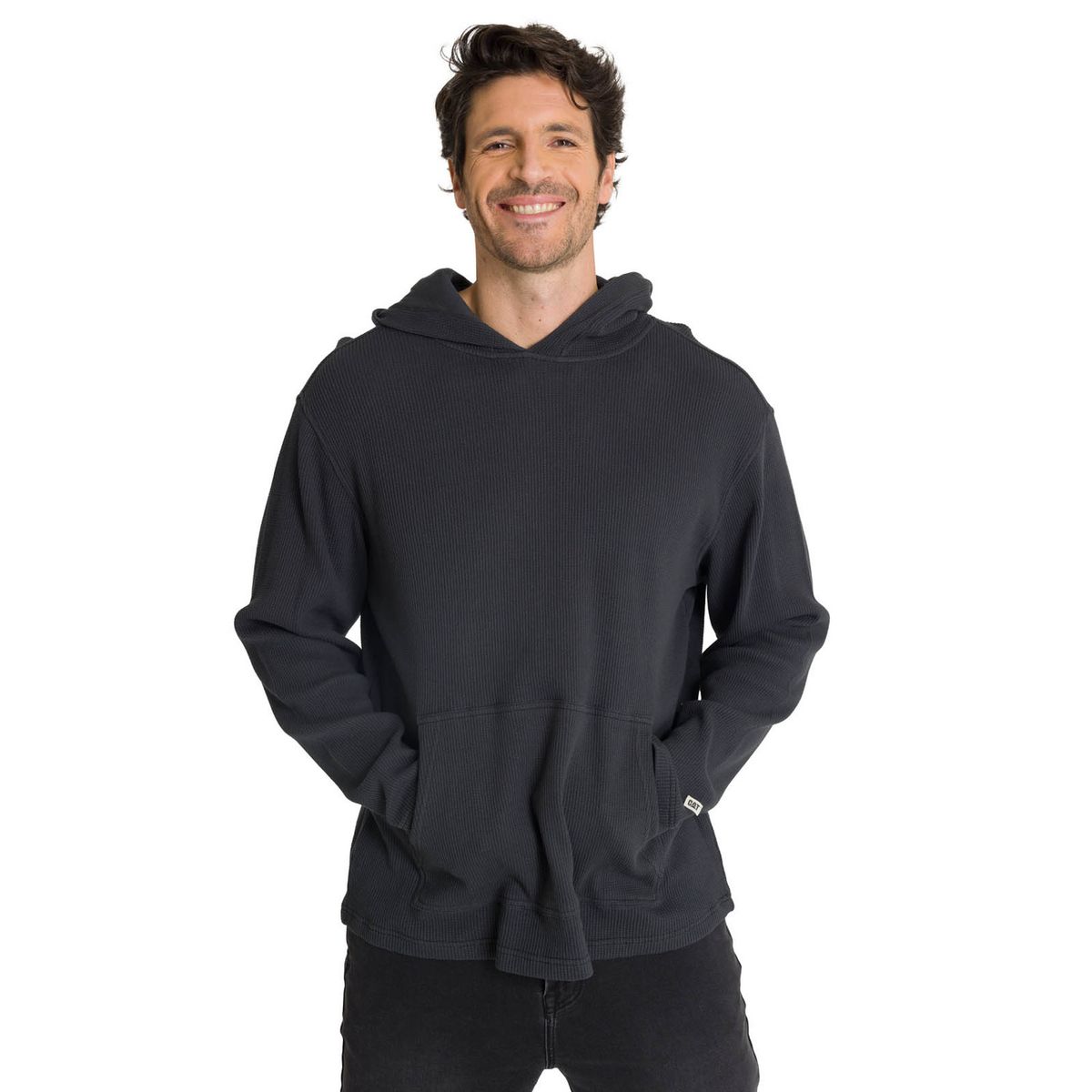 CAT - Polerón Con Gorro Hombre Waffle-Knit Grafito CAT