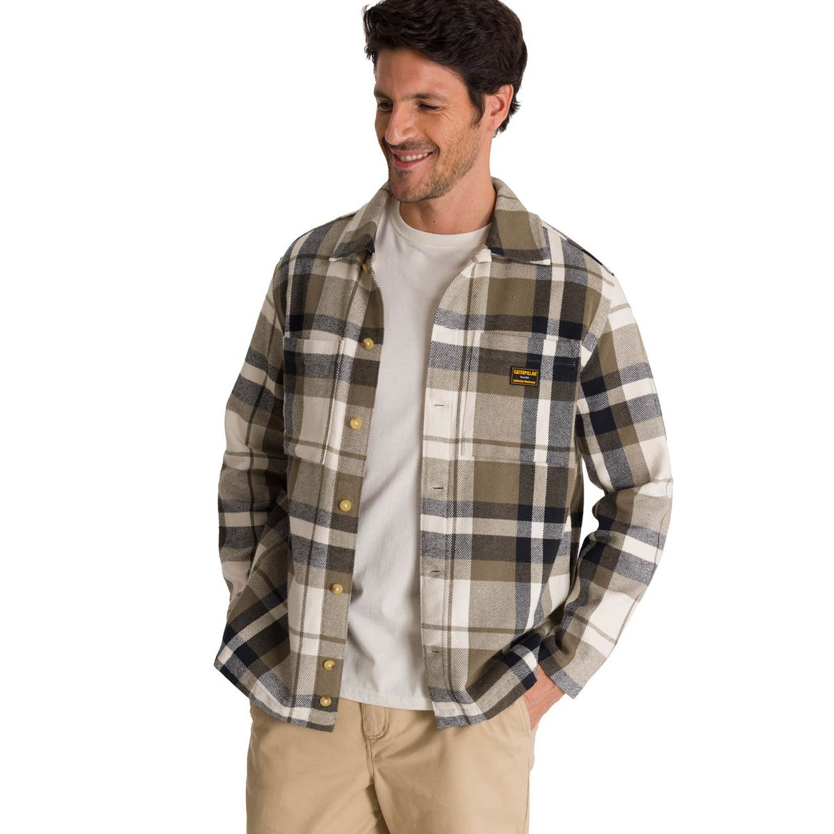 CAT - Chaqueta Manga Larga Hombre Flannel Oliva CAT