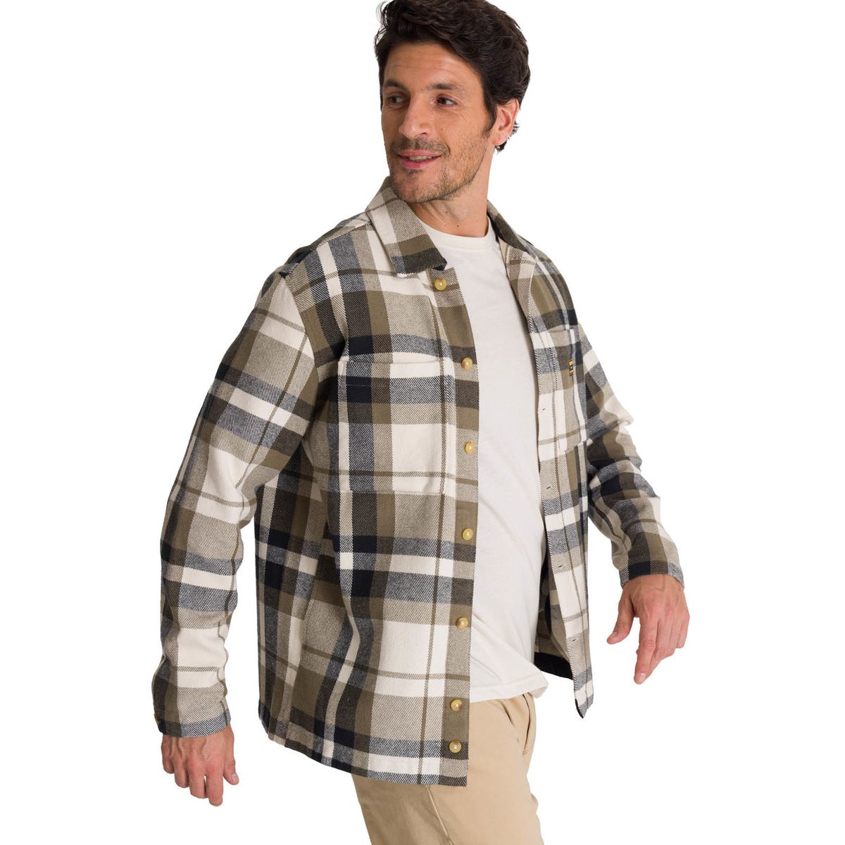 CAT - Chaqueta Manga Larga Hombre Flannel Oliva CAT