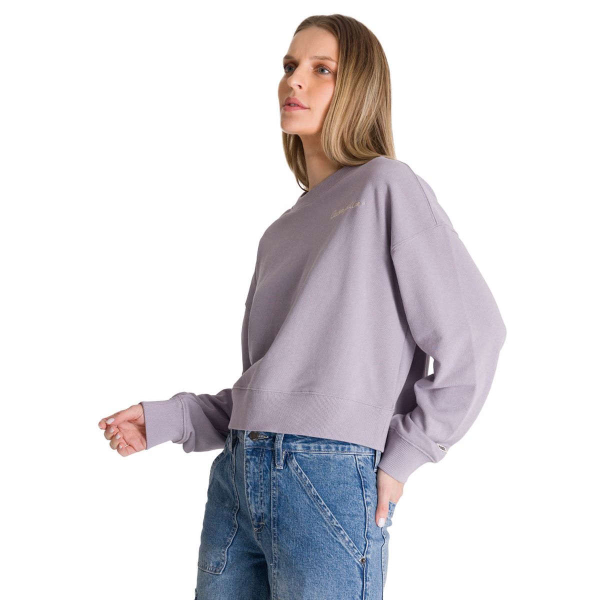 CAT - Polerón Crewneck Mujer Relaxed French Terry Lila CAT