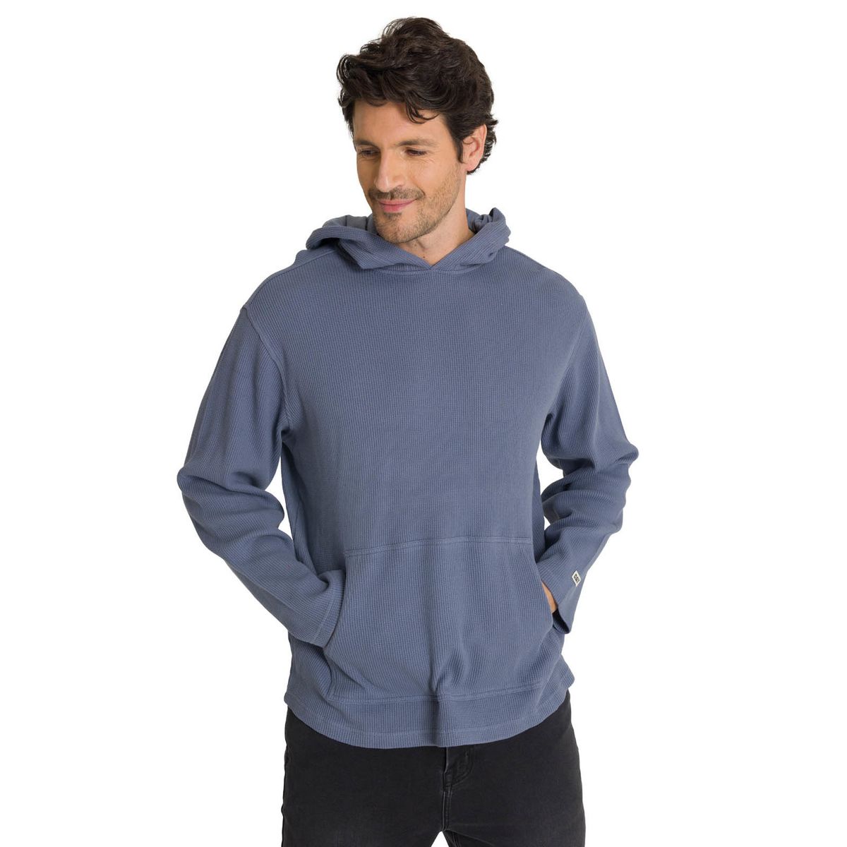 CAT - Polerón Con Gorro Hombre Waffle-Knit Gris CAT