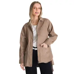 CAT - Chaqueta Larga Mujer Tie Waist Café