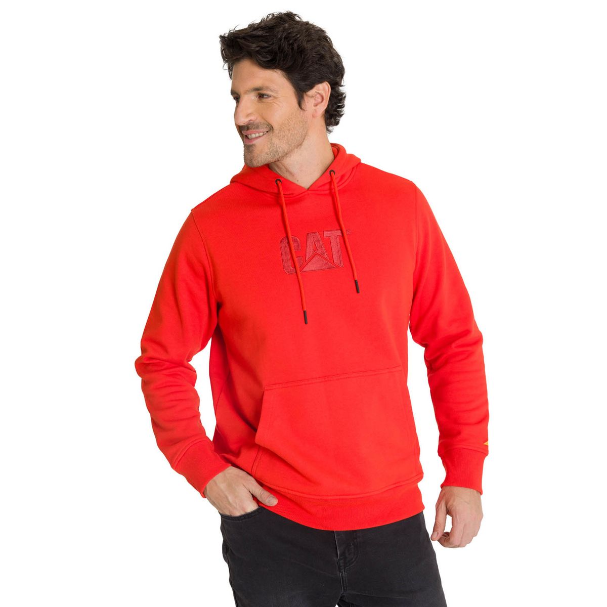 CAT - Polerón Fleece Hombre Hoody Logo Rojo CAT