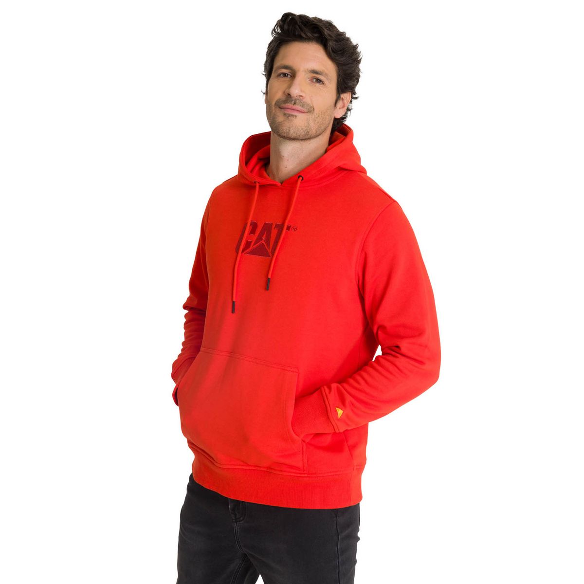 CAT - Polerón Fleece Hombre Hoody Logo Rojo CAT