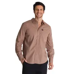 CAT - Camisa Manga Larga Hombre Convertible Café