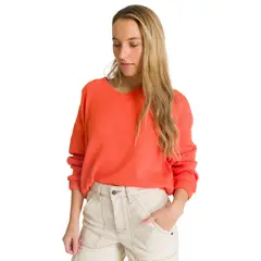 CAT - Polerón Cuello en V Mujer Oversize Waffle Salmón