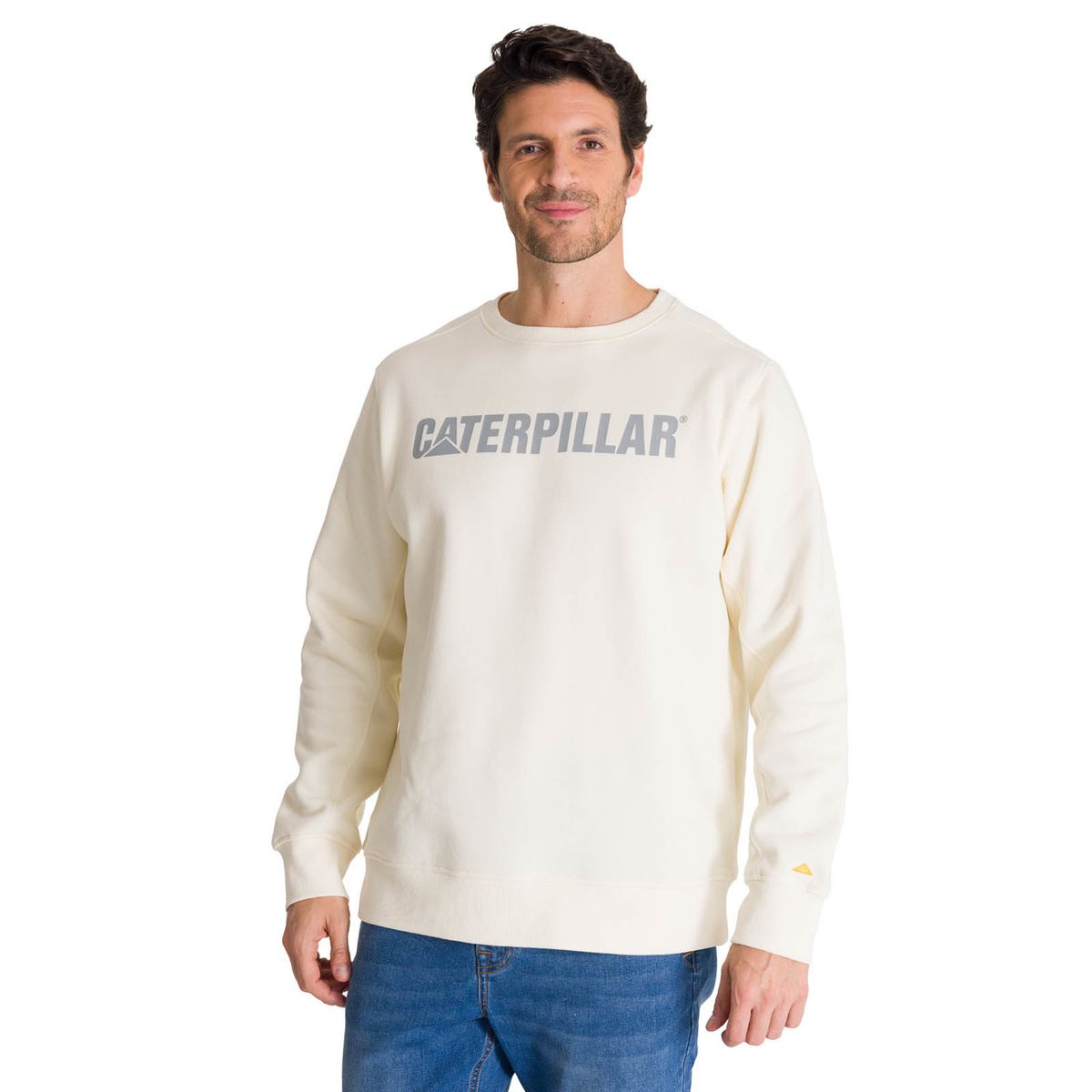CAT - Polerón Crewneck Hombre Logo Blanco CAT