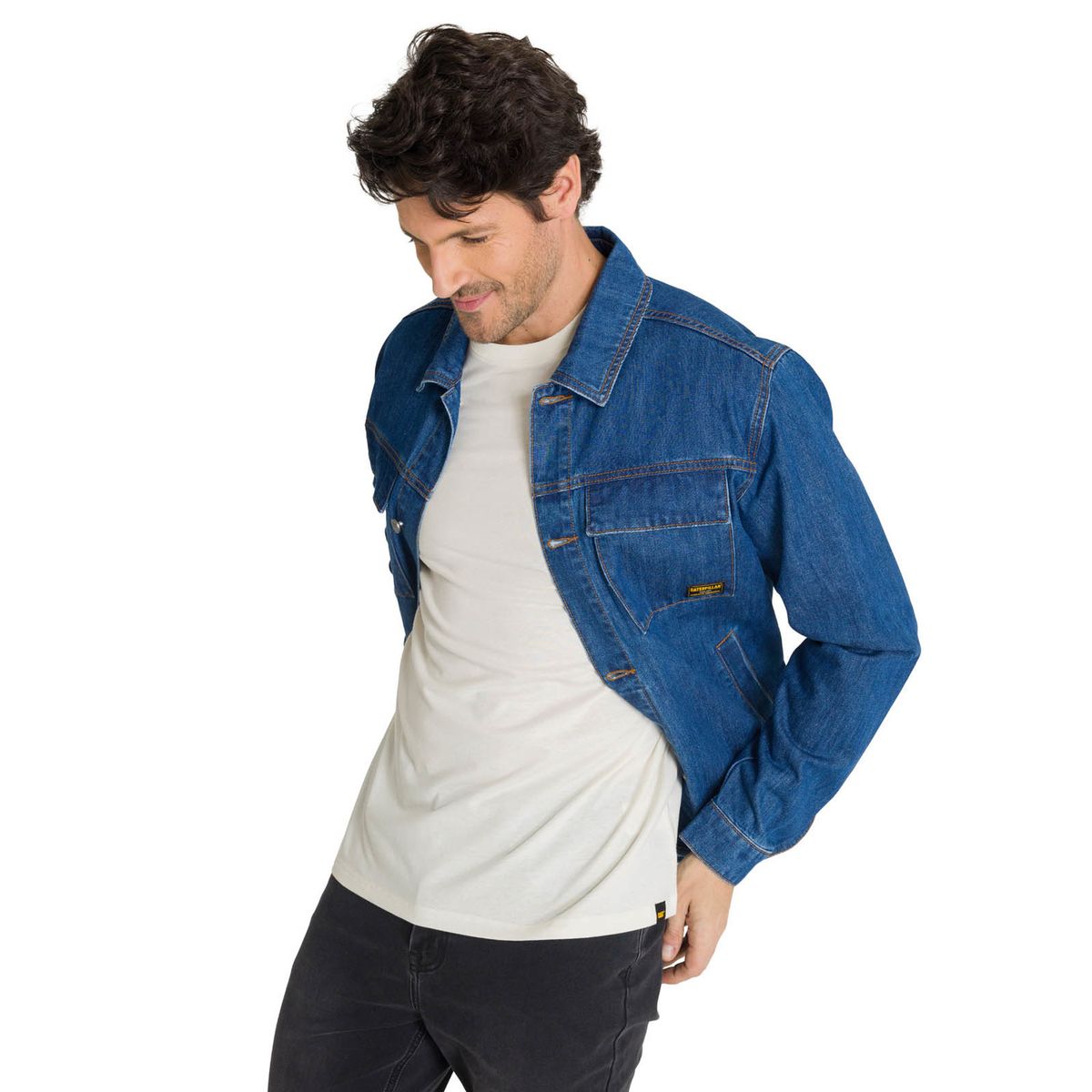 CAT - Chaqueta de Jeans Hombre Denim Work Azul CAT
