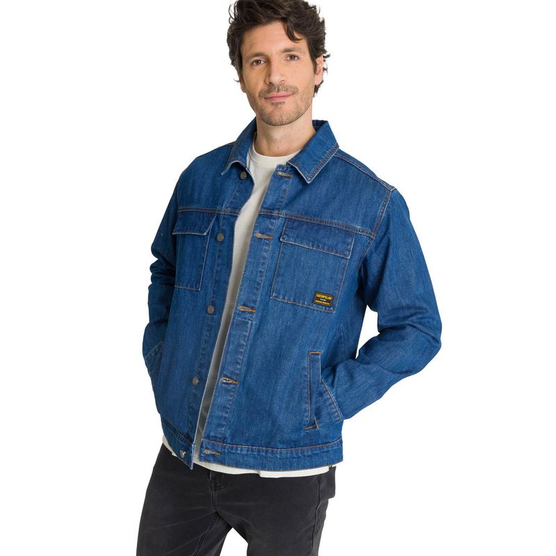 CAT - Chaqueta de Jeans Hombre Denim Work Azul CAT