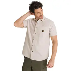 CAT - Camisa Manga Corta Hombre Oxford Relaxed Beige