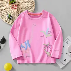 JUMP KIDS - Polera Algodón Manga Larga Niña Camiseta Dinosaurio Fucsia