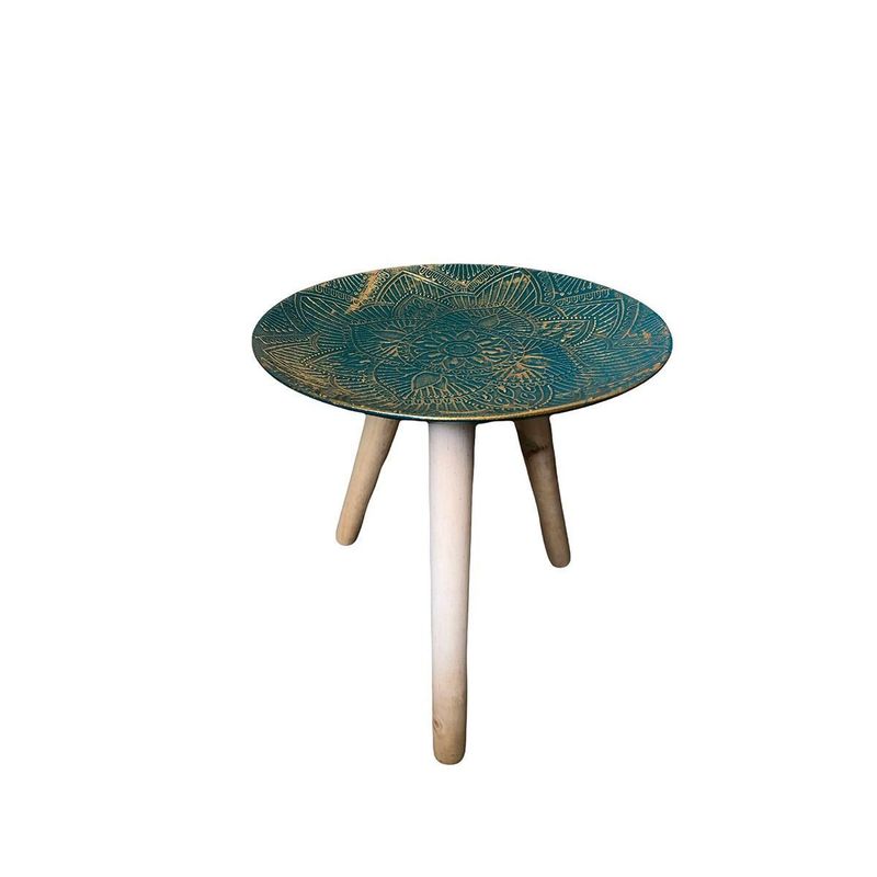 OEM - Mesa Lateral Gris Mandalas Mesa De Centro 30cm