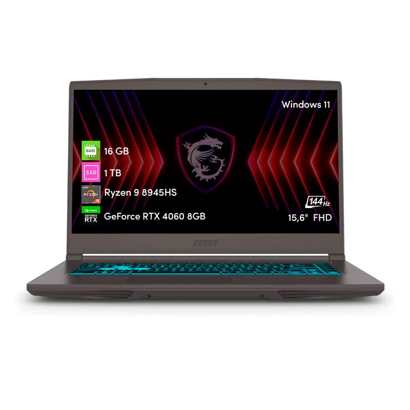 MSI - Notebook Gamer MSI Thin A15 Ryzen 9 16GB 1TB SSD RTX4060 15.6' FHD 144hz W11