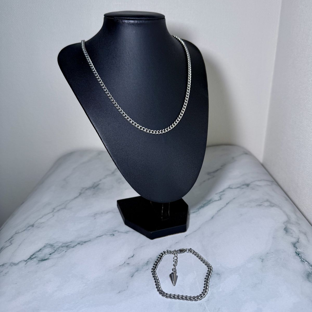 GENERICO - Set Cadena + Pulsera Grumet Acero Inoxidable 45mm Collar