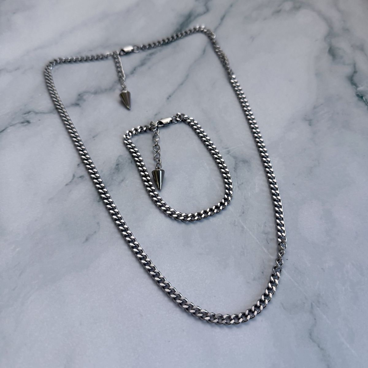 GENERICO - Set Cadena + Pulsera Grumet Acero Inoxidable 45mm Collar