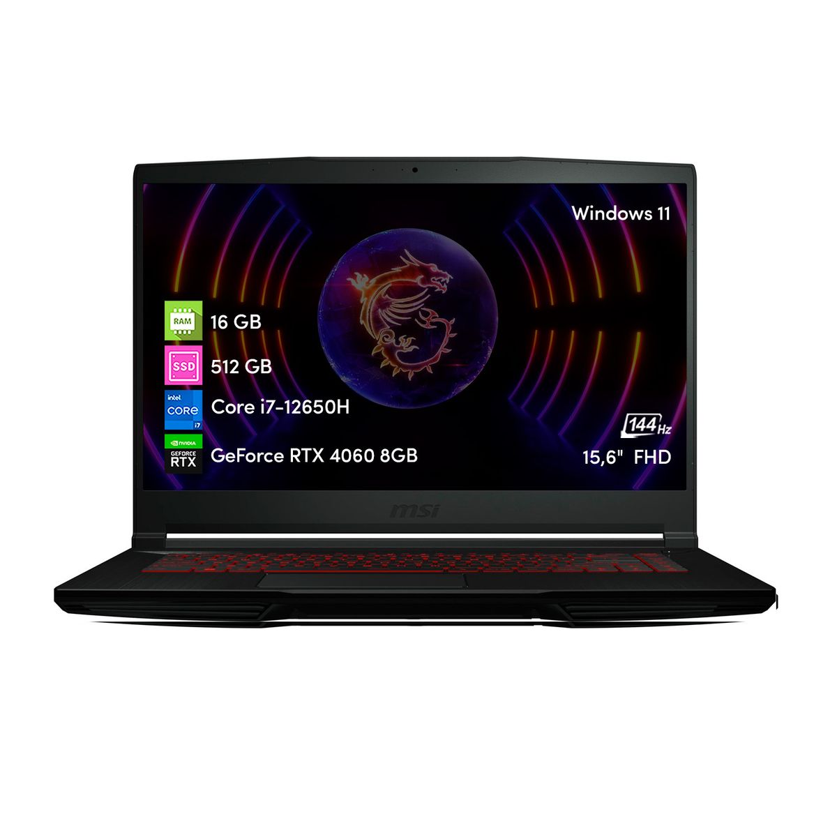 MSI - Notebook Gamer MSI Thin GF63 i7 16GB 512GB SSD RTX4060 156 FHD W11
