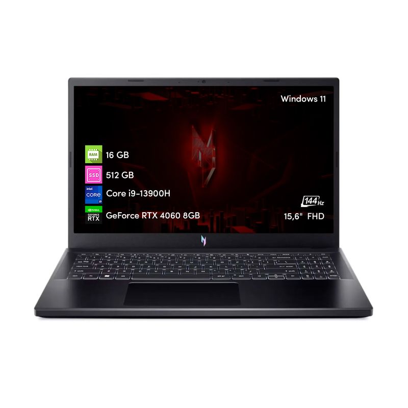 ACER - Notebook Gamer Acer Nitro i9 16GB 512GB SSD RTX4060 156 FHD 144hz W11