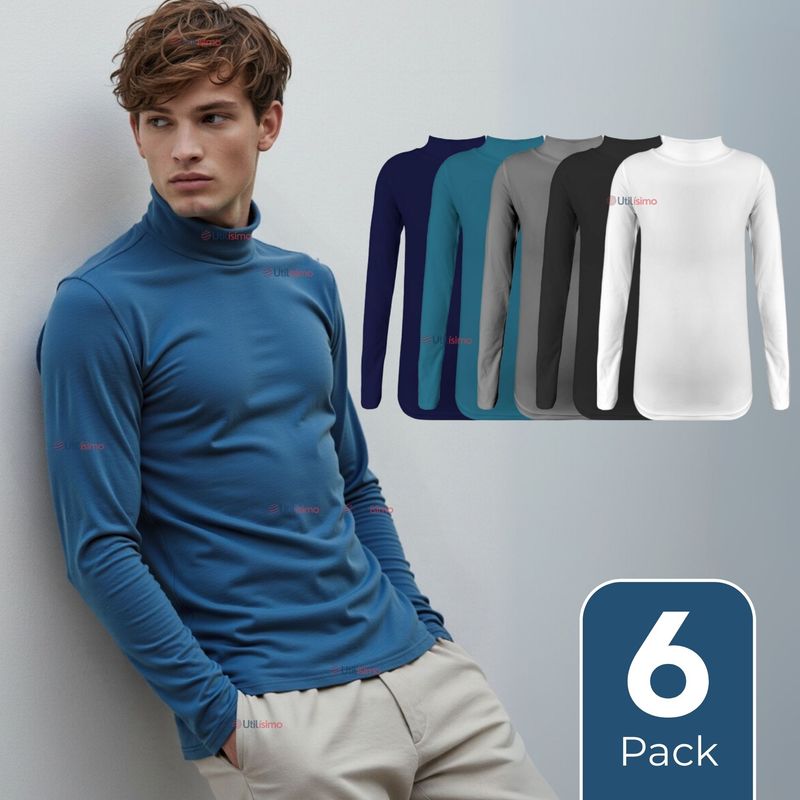 UTILISIMO - Pack 6 Camiseta Beatle Bambú Manga Larga Primera Capa Hombre Polera