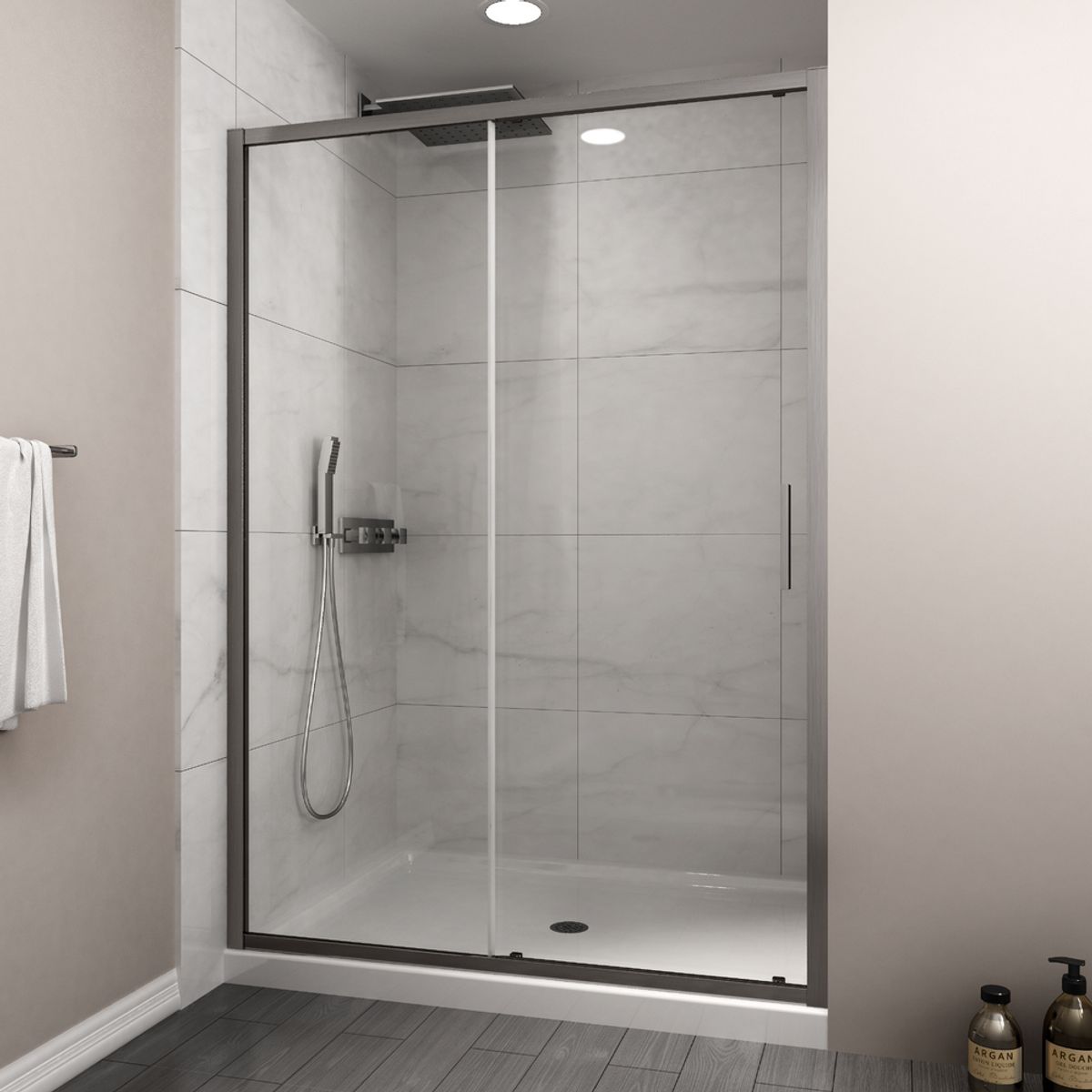 DUSCHY - MAMPARA PREMIUM GUN METAL CORREDERA FRONTAL 1600X1900