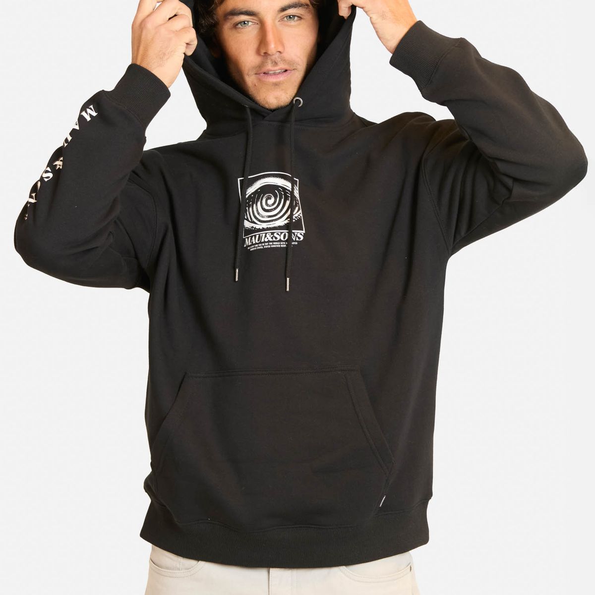 MAUI AND SONS - Poleron Canguro Playvora Negro Hombre Maui And Sons - Negro