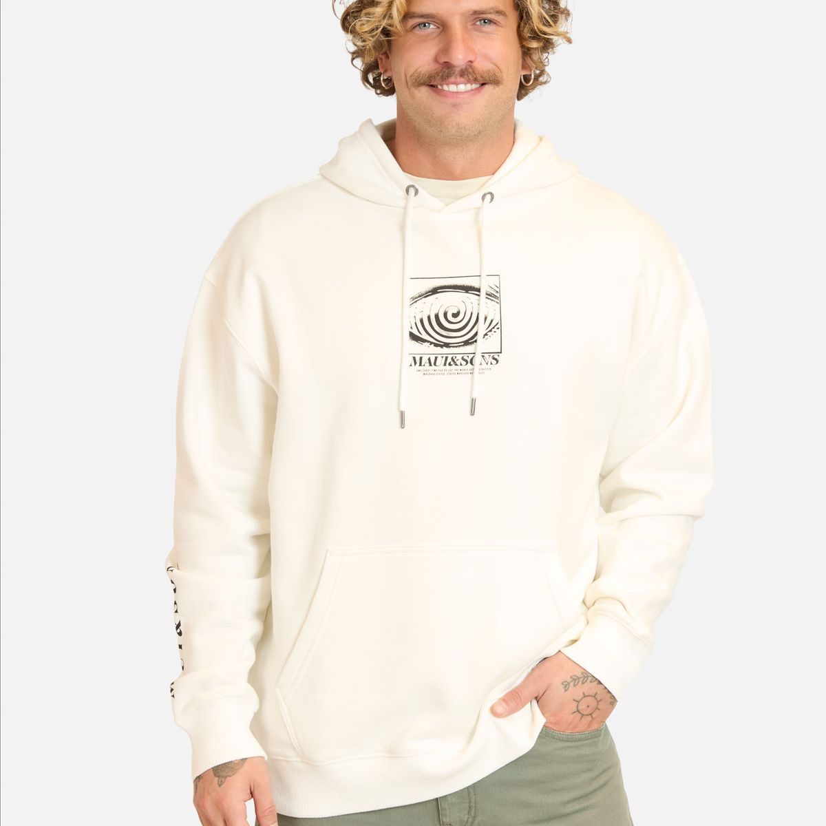 MAUI AND SONS - Poleron Canguro Soloria Blanco Hombre Maui And Sons - Blanco