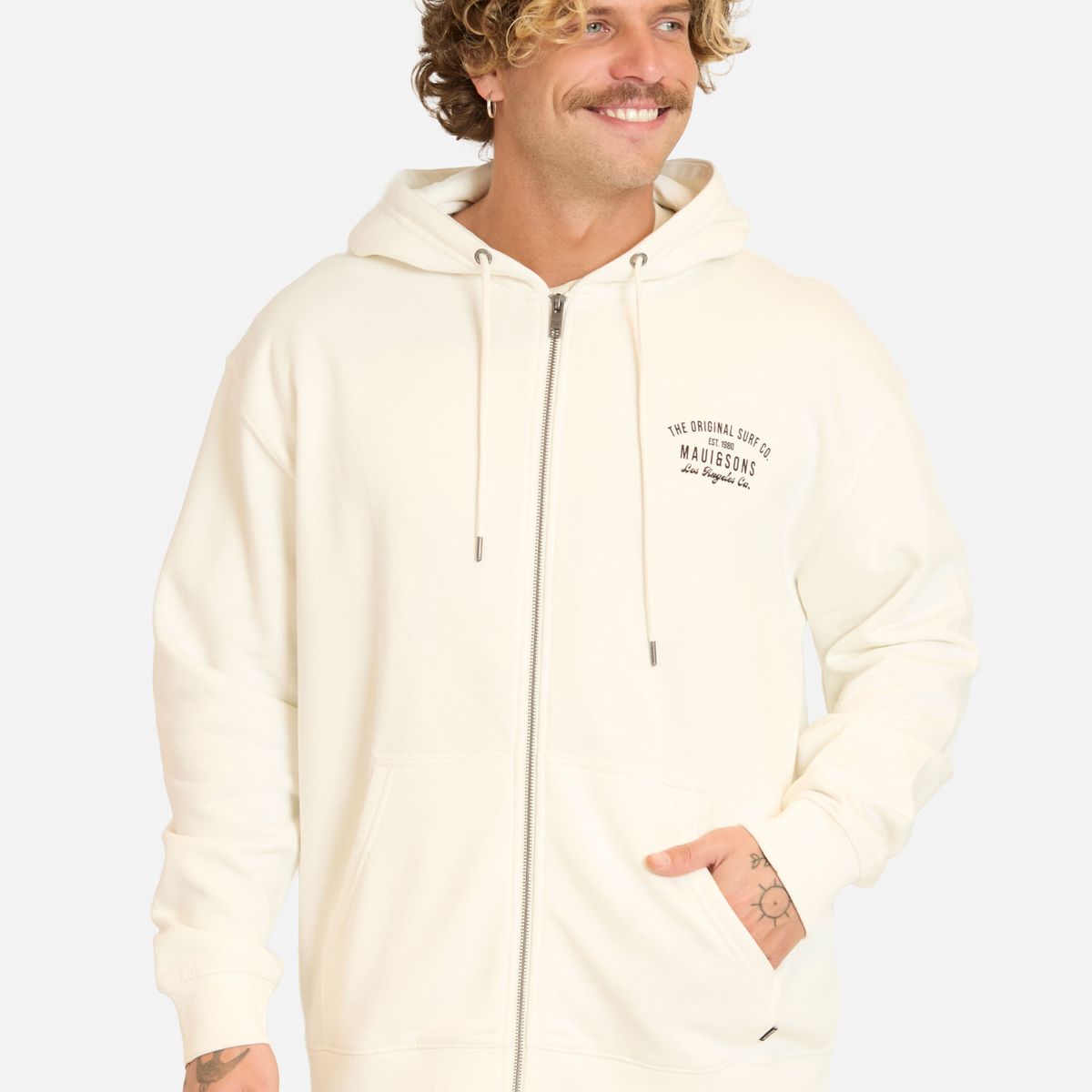 MAUI AND SONS - Poleron FZ Palmarix Blanco Hombre Maui And Sons - Blanco