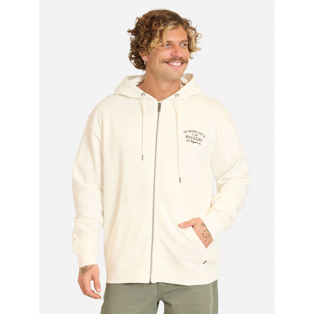 MAUI AND SONS - Poleron FZ Palmarix Blanco Hombre Maui And Sons - Blanco