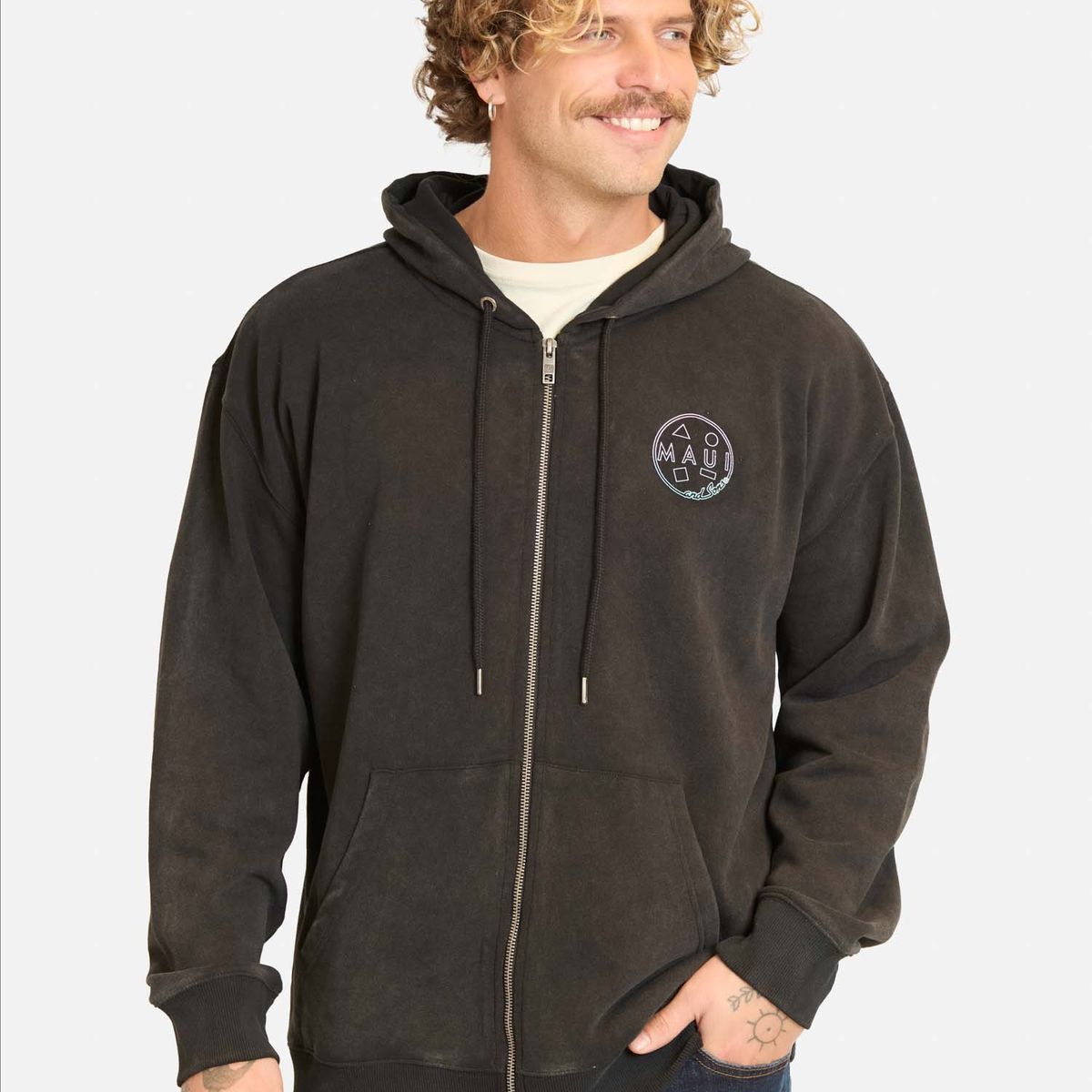 MAUI AND SONS - Poleron FZ Mauikore Negro Hombre Maui And Sons - Negro