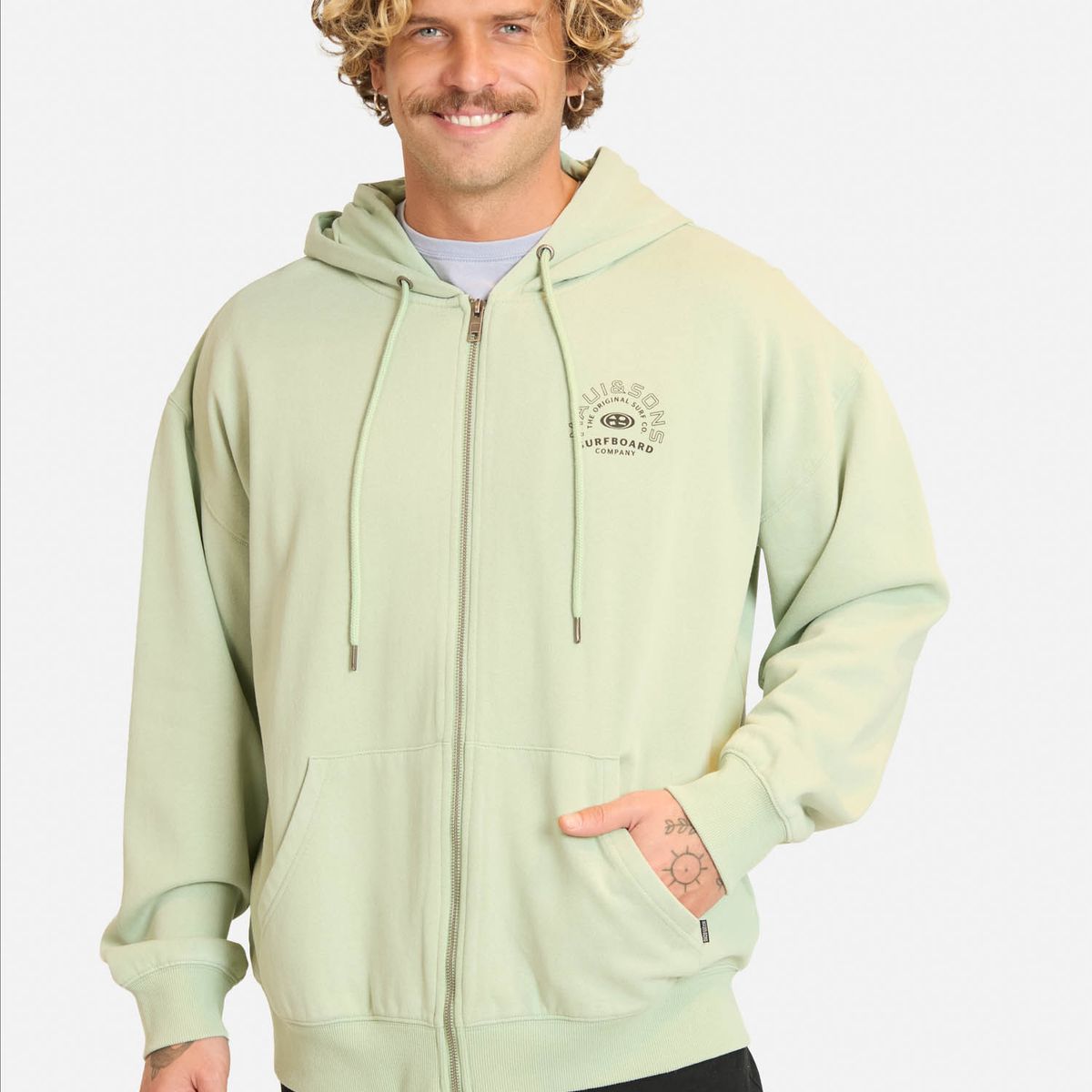 MAUI AND SONS - Poleron FZ Salitrex Verde Hombre Maui And Sons