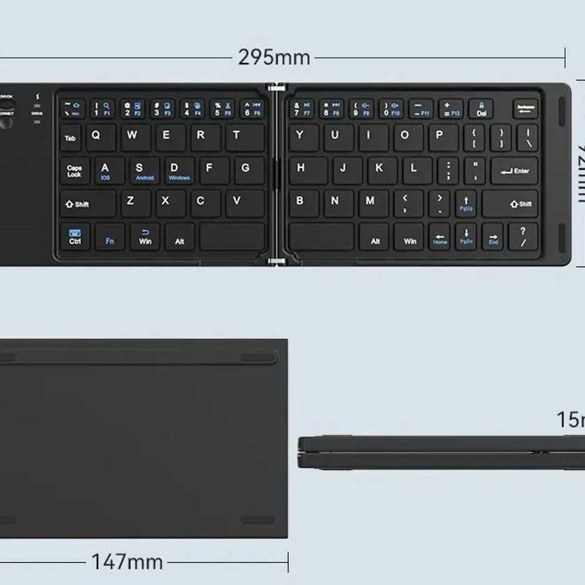 GENERICO - Mini teclado bluetooth plegable meidimake 9.2cm x 29.5cm  ( NEGRO )