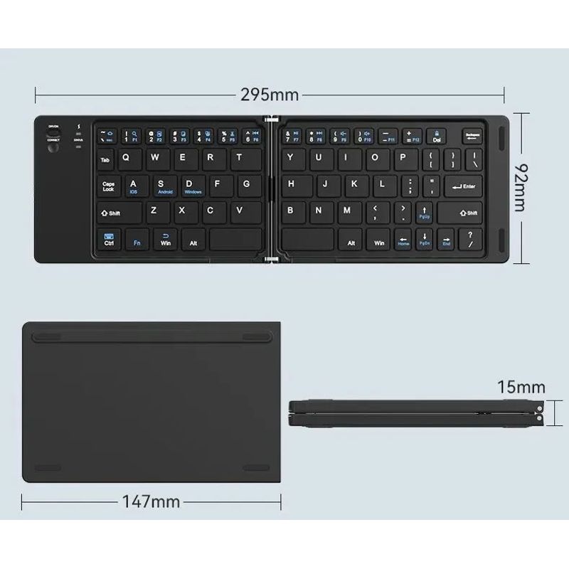 GENERICO - Mini teclado bluetooth plegable meidimake 9.2cm x 29.5cm  ( NEGRO )