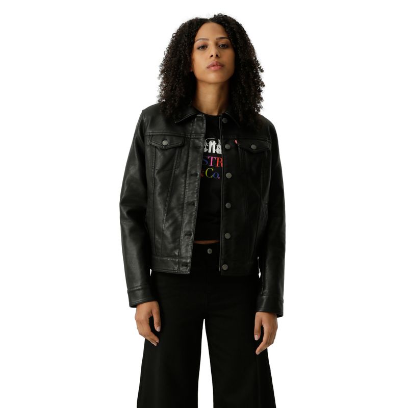 LEVIS - Chaqueta Mujer Faux Leather Trucker Negro Levis