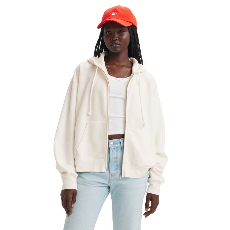 LEVIS - Polerón Mujer Everyday Zip Hoodie Blanco Levis