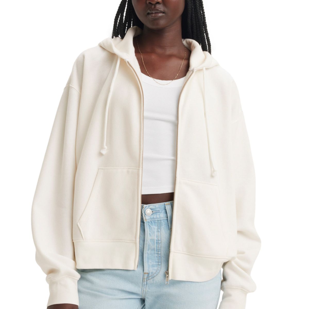 LEVIS - Polerón Mujer Everyday Zip Hoodie Blanco Levis