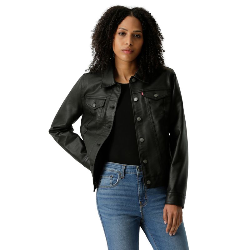 LEVIS - Chaqueta Mujer Faux Leather Trucker Negro Levis