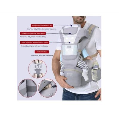 Imagen 2 del producto Mochila Porta Bebes Ergonómica Asiento Multifuncional 6 En 1