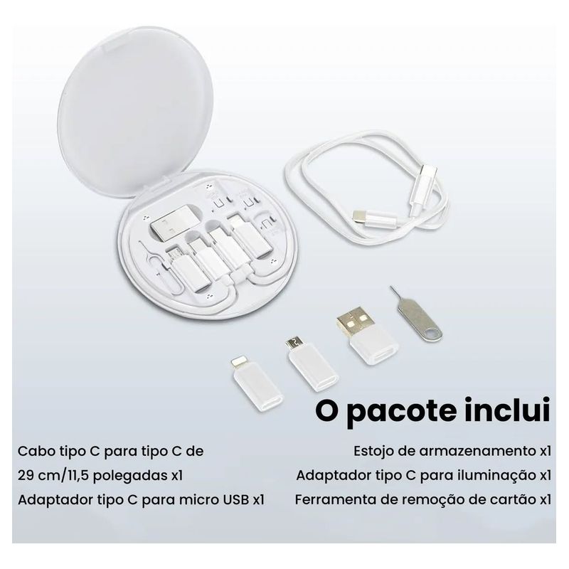 GENERICO - Kit de cables multifuncional para viajes porta SIMCARD
