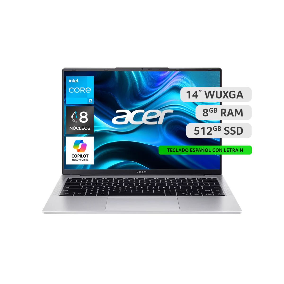 ACER - Notebook Acer 14'  AL14-31P-3591-2 / Intel Core i3 8 Núcleos / 8GB RAM / 512GB SSD / 14 Pulgadas