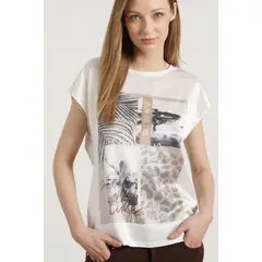 LIOLA - Polera satín con estampado mujer beige
